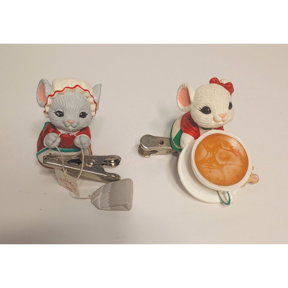 Hallmark Keepsake Ornament 1992 Holiday Teatime Mice Tea Set of 2, Christmas